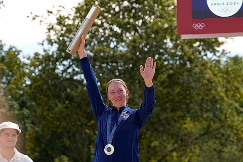 Women's mountain bike cycling silver medallist Haley Batten, of United States